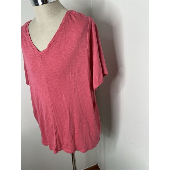 J JIll Pink T- Shirt Women's 4X Tunic Top V Neck Short Sleeve Pima Cotton - Picture 2 of 5